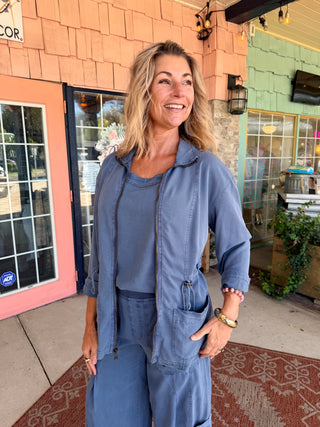 XCVI Wearables Jameson Twill Zip-Up Jacket Hypnotic Pigment