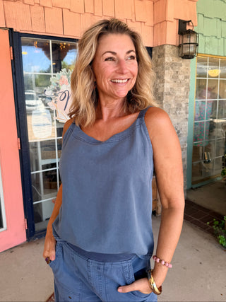 XCVI Wearables Kai Twill Strappy Tank Hypnotic Pigment