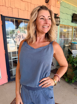 XCVI Wearables Kai Twill Strappy Tank Hypnotic Pigment