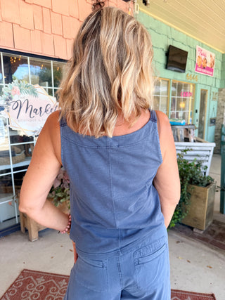 XCVI Wearables Kai Twill Strappy Tank Hypnotic Pigment