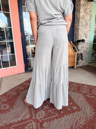 XCVI Lando Gauze Tiered-Bottom Soft Pebble Pigment