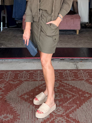 XCVI  Saba Poplin Cargo Mini Skirt English Moss