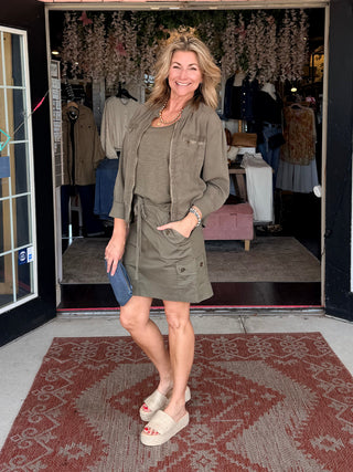 XCVI  Saba Poplin Cargo Mini Skirt English Moss