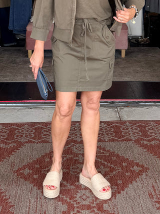 XCVI  Saba Poplin Cargo Mini Skirt English Moss