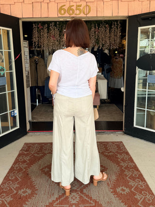 XCVI Wearables Shaun Twill Wide-Leg Crop Whitecap Pigment