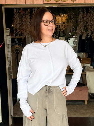 XCVI Wearables Annika Long Sleeve Boat Neck Top  in White