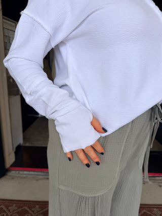 XCVI Wearables Annika Long Sleeve Boat Neck Top  in White