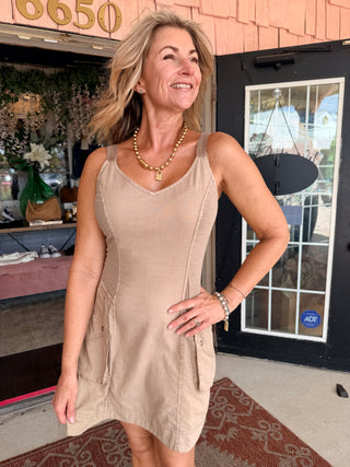 XCVI Wearables Ocie Cotton Linen Tank Dress Roadside Pigment