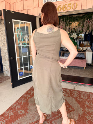 XCVI Edsel Twill Snap-Up Dress English Moss
