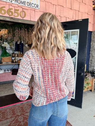 Charlie B Novelty Long Sleeve Drop Shoulder Sweater Rosebud