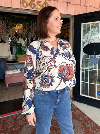 Charlie B Printed Popover Blouse Fantasy