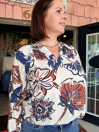 Charlie B Printed Popover Blouse Fantasy