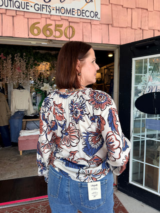 Charlie B Printed Popover Blouse Fantasy