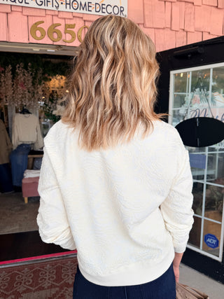 Charlie B Floral Crewneck Sweater Cream