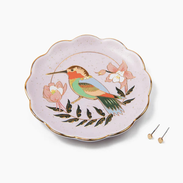 Scout Jewelry Dish &amp; Stud Earring Set - Hummingbird/Lavender
