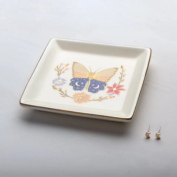 Scout Jewelry Dish &amp; Stud Earring Set - Butterfly/Cream