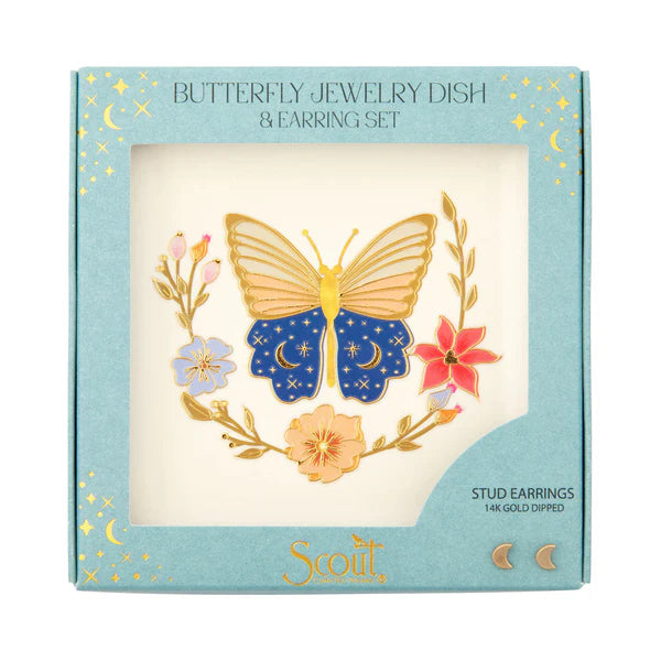 Scout Jewelry Dish &amp; Stud Earring Set - Butterfly/Cream