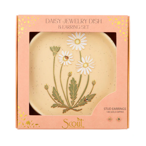 Scout Jewelry Dish &amp; Stud Earring Set - Daisy/Vanilla