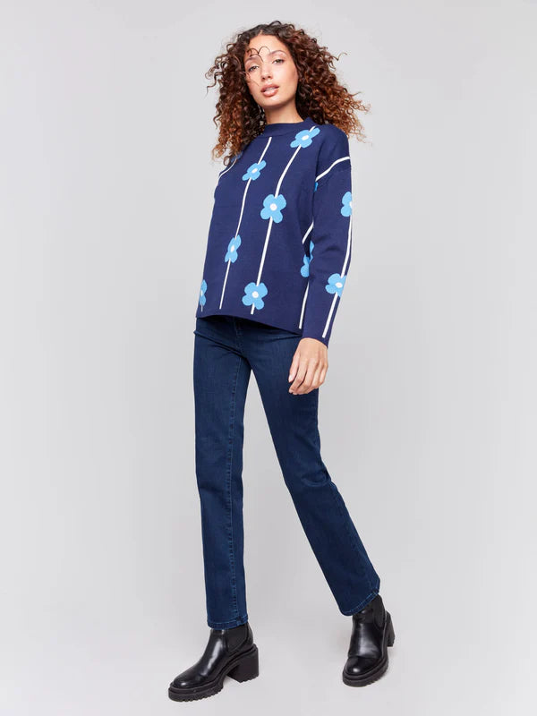 Charlie B. Plushy Knit Printed Sweater - C2738