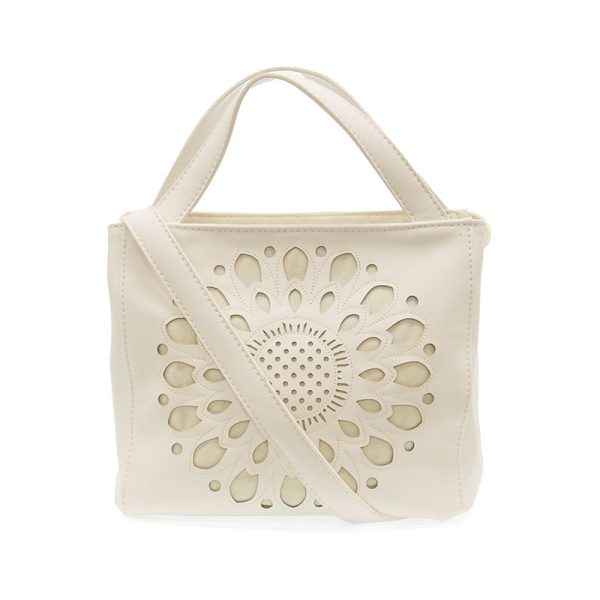 Joy Susan Flora Laser Cut Crossbody Tote - White