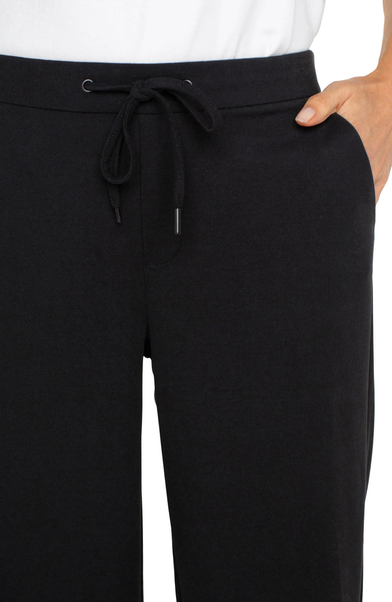 Liverpool Pull-on Wide Leg Crop Trouser - Black