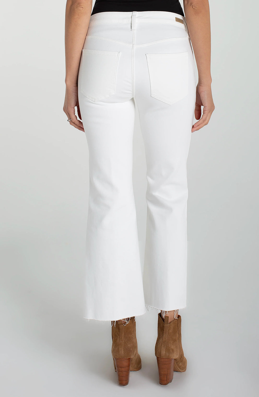 Liverpool Hannah Crop Flare With Twisted Slit - Bright White