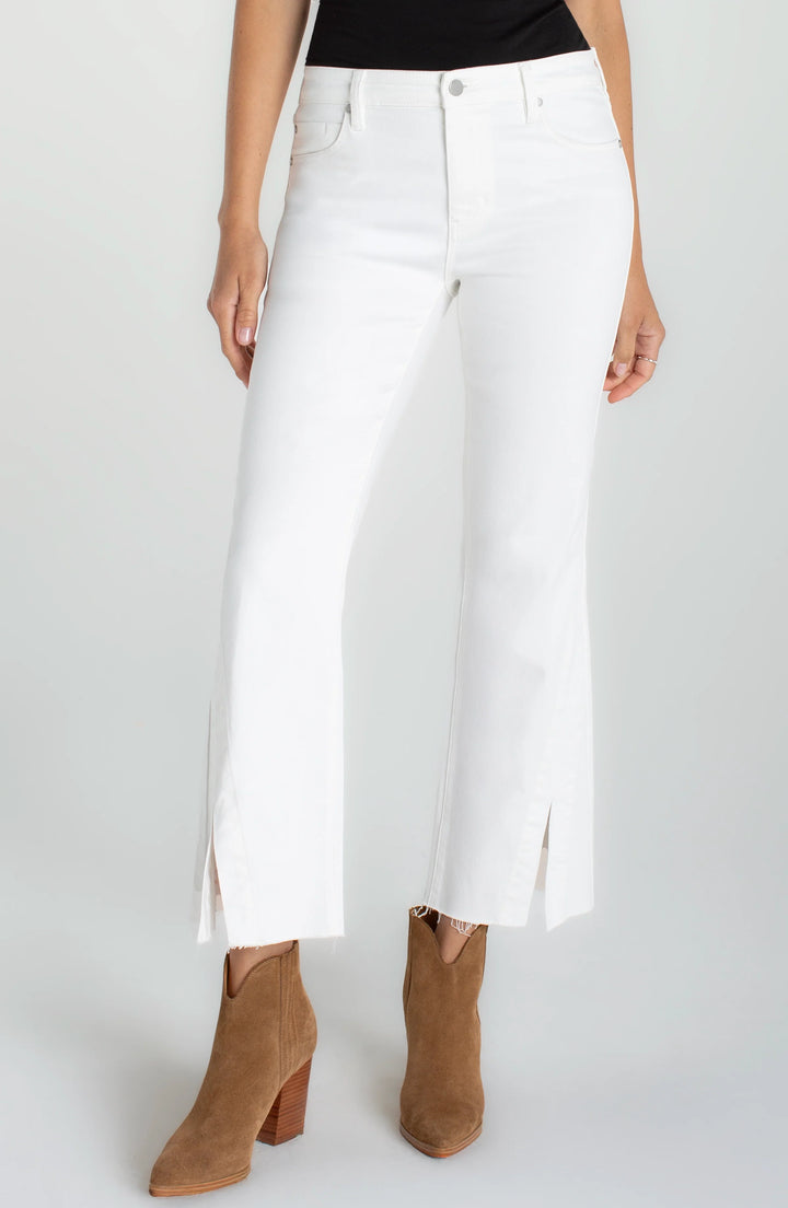Liverpool Hannah Crop Flare With Twisted Slit - Bright White