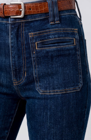 Liverpool Hannah Flare W/ Vintage Patch Pockets Collegiate Blue
