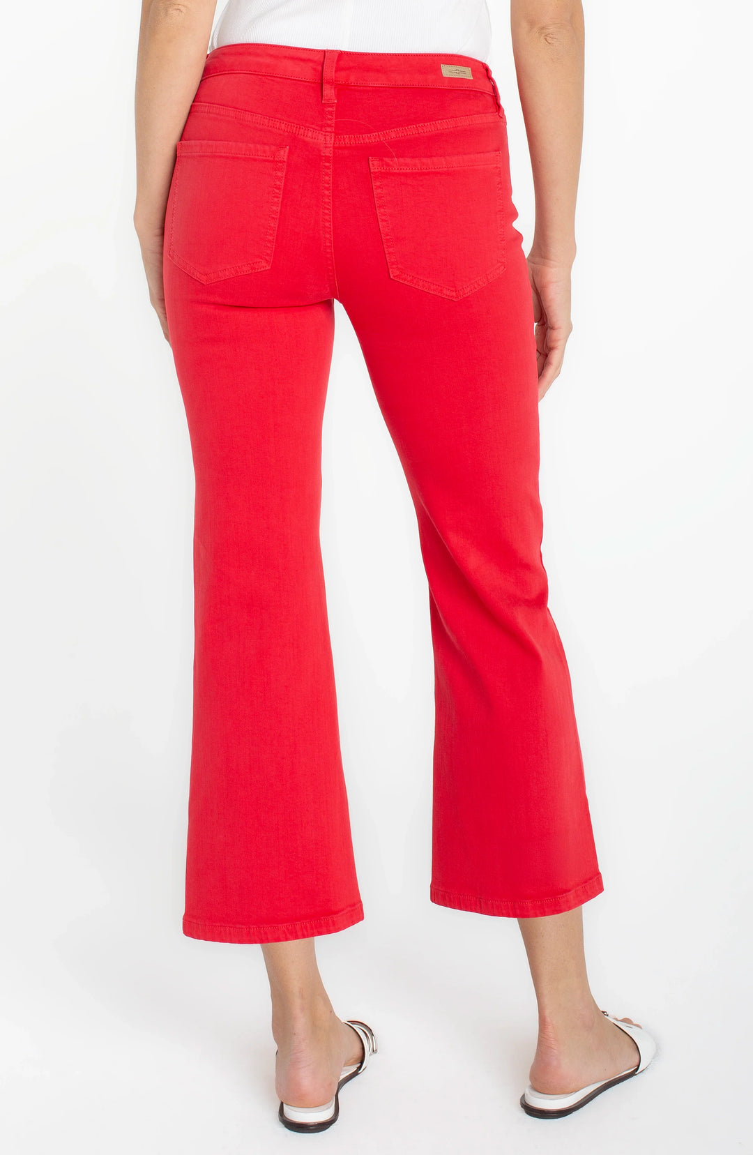 Liverpool Hannah Crop Flare With Slit Hem - Cherry Rose