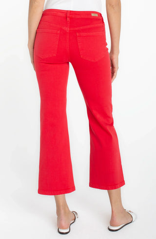 Liverpool Hannah Crop Flare With Slit Hem - Cherry Rose