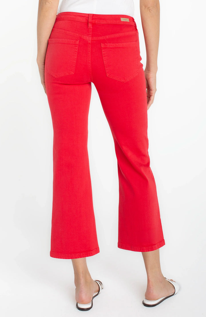 Liverpool Hannah Crop Flare With Slit Hem - Cherry Rose