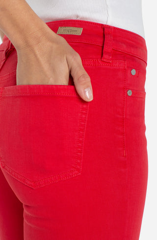 Liverpool Hannah Crop Flare With Slit Hem - Cherry Rose