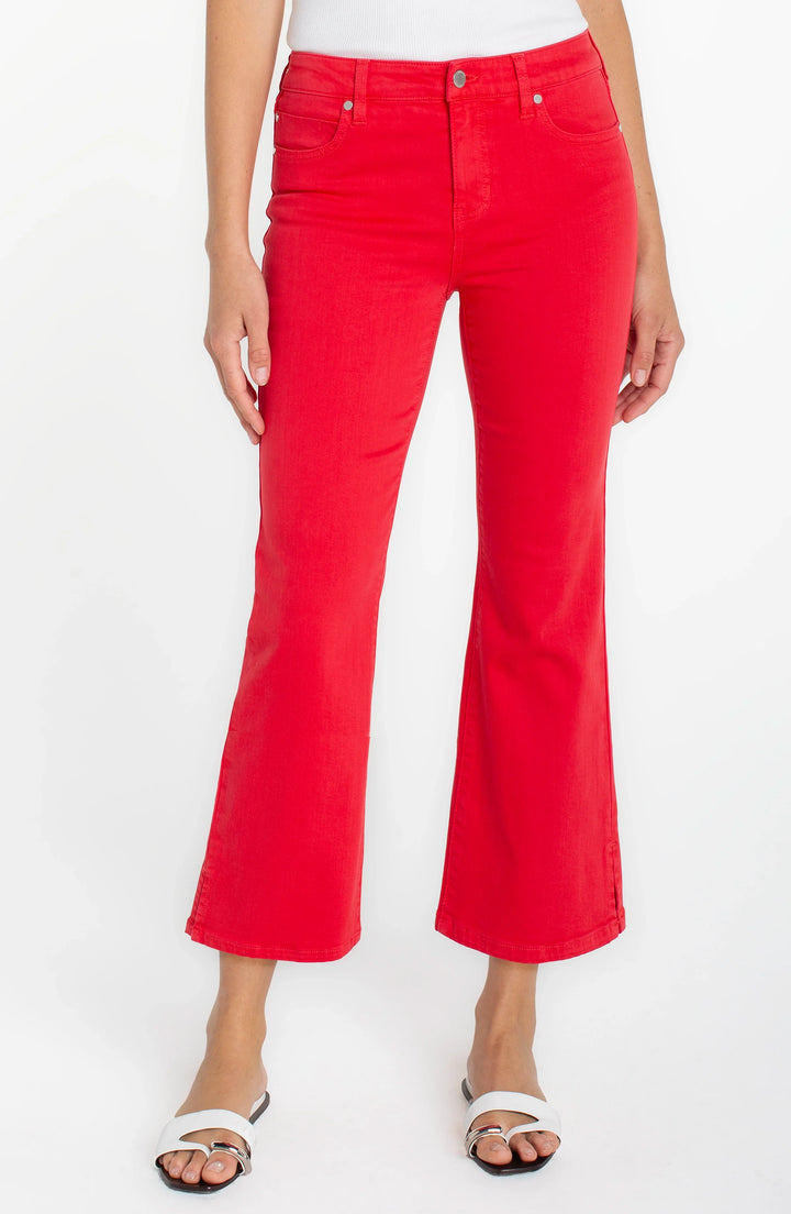 Liverpool Hannah Crop Flare With Slit Hem - Cherry Rose
