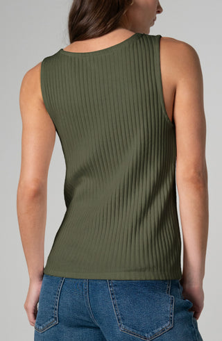 Liverpool Sleeveless Boat Neck Rib Knit Top Club Hunter Green