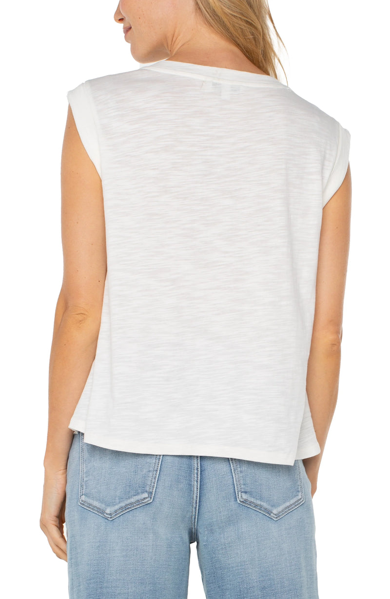 Liverpool Sleeveless Woven Knit Top - Whipped Cream