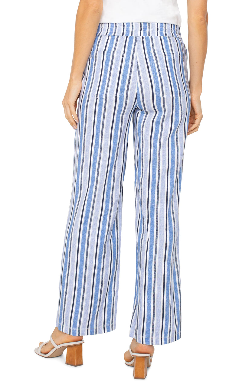 Liverpool Pull-on Wide Leg - Blue Multi Stripe