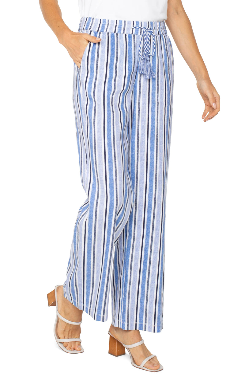 Liverpool Pull-on Wide Leg - Blue Multi Stripe