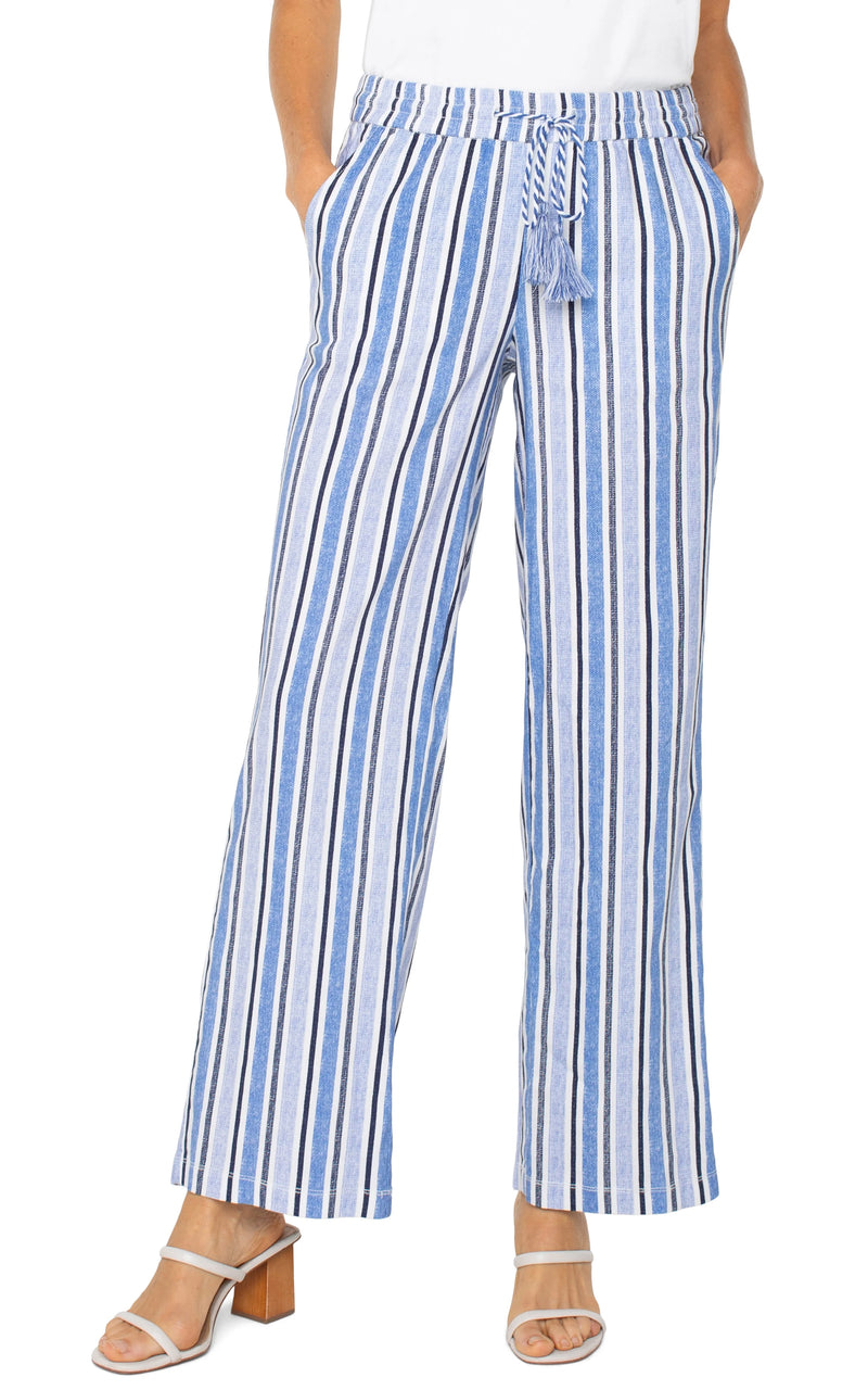 Liverpool Pull-on Wide Leg - Blue Multi Stripe
