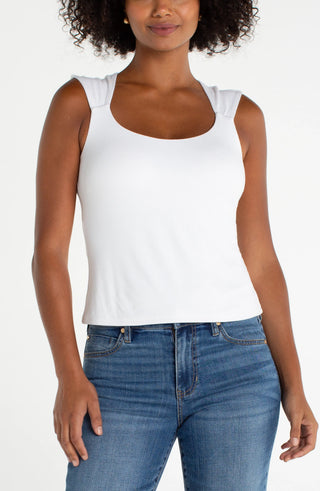Liverpool Sleeveless Built-in Bra Knit Top Cream