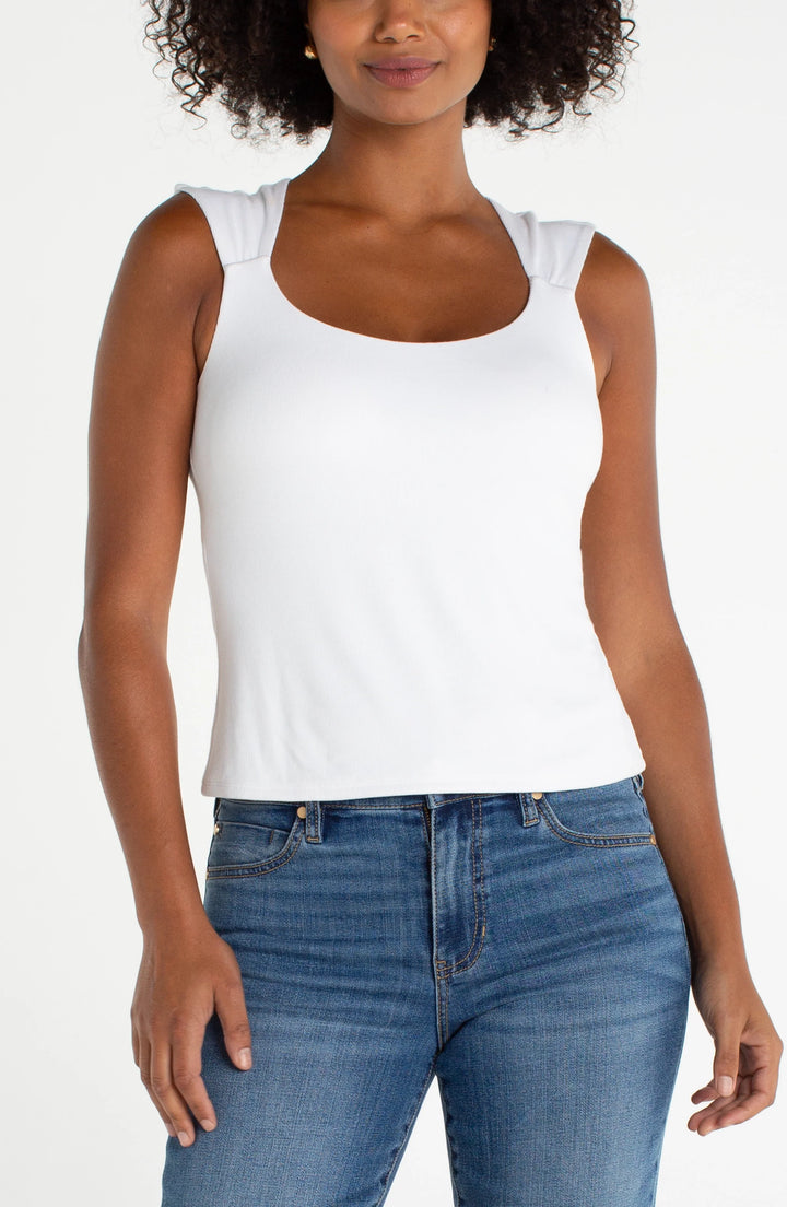 Liverpool Sleeveless Built-in Bra Knit Top Cream