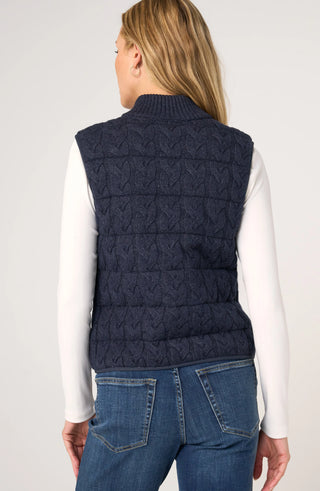 Liverpool Sleeveless Reversible Zip Front Quilted Sweater Vest Navy