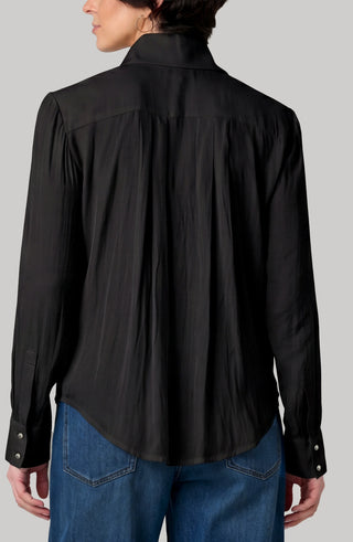 Liverpool Long Sleeve Tuxedo Woven Top Black