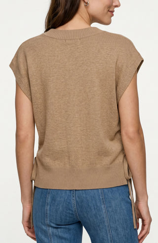 Liverpool V-neck Dolman Sweater W/ Ties Harvest Khaki Melange