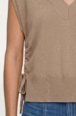 Liverpool V-neck Dolman Sweater W/ Ties Harvest Khaki Melange
