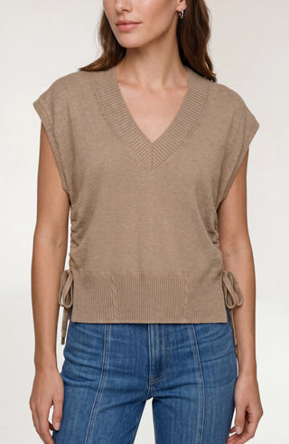Liverpool V-neck Dolman Sweater W/ Ties Harvest Khaki Melange