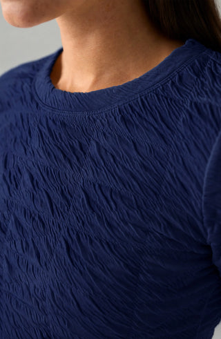 Liverpool Long Flare Sleeve Crew Neck Knit Top Navy