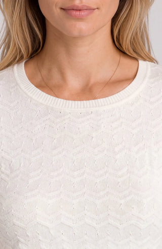 Liverpool 3/4 Sleeve Knit Top W/ Rib Trim French Vanilla