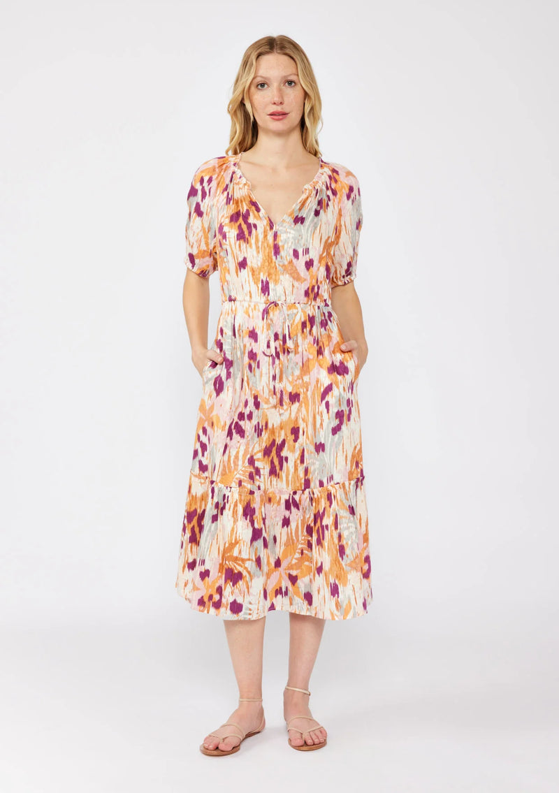 Terra Spice Midi Dress - Natural/Plum