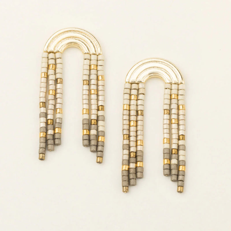 Scout - Chromacolor Miyuki Rainbow Fringe Earring - Pewter Multi/Gold