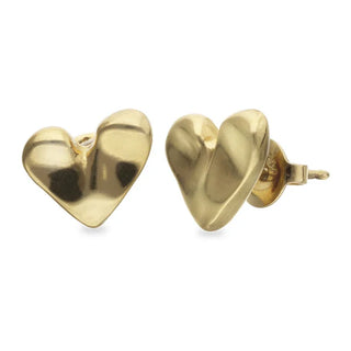 UNODE50 Gold Heart Shaped Stud Earrings